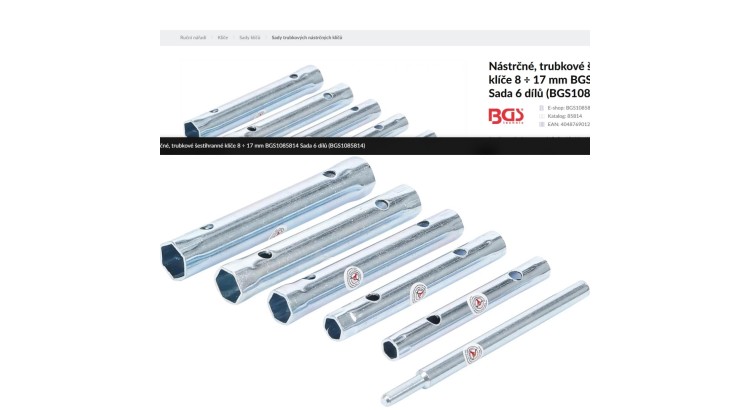 BGS Technik BGS1085814 Nástrčné, trubkové šestihranné klíče 8 ÷ 17 mm