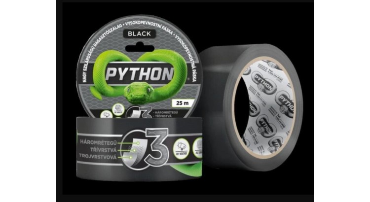 Vysokopevnostní páska PYTHON - 25 M Černá