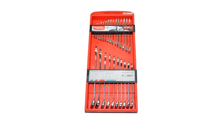 Extol Premium 6350 Klíče očkoploché 6-32 25 ks CrV v držáku