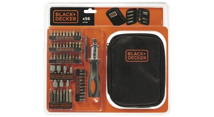 BLACK&DECKER A7104 56dílná sada bitů a nástrčných klíčů s ráčnovým šroubovákem