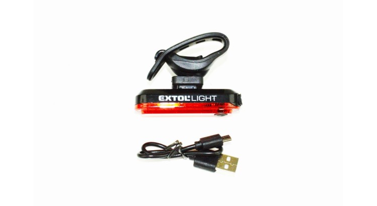 Extol 43138 Světlo červené na kolo 30lm, USB nabíjení
