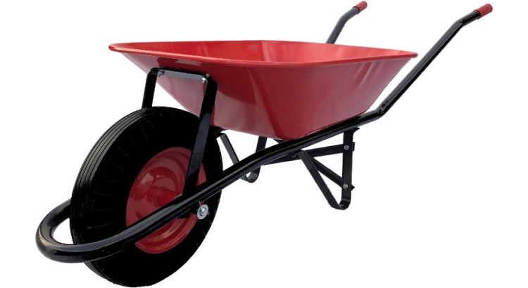 TOPTRADE105602Kolečko stavební, červenočerné, tažená korba, kolo nafukovací, 60l