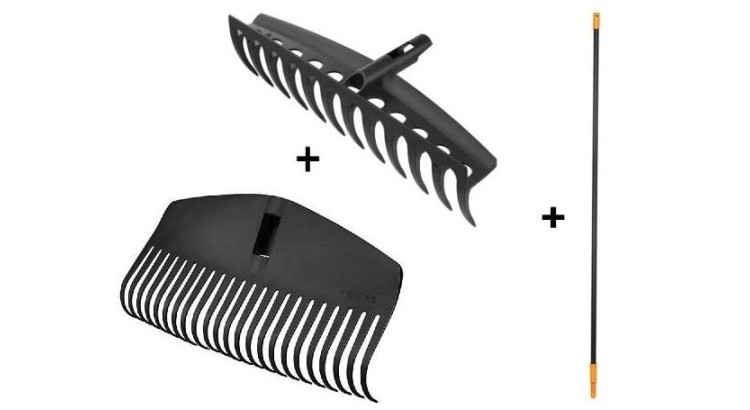 FISKARS 10492 hrábě švédské M + hřeben + násada s úchytem SOLID