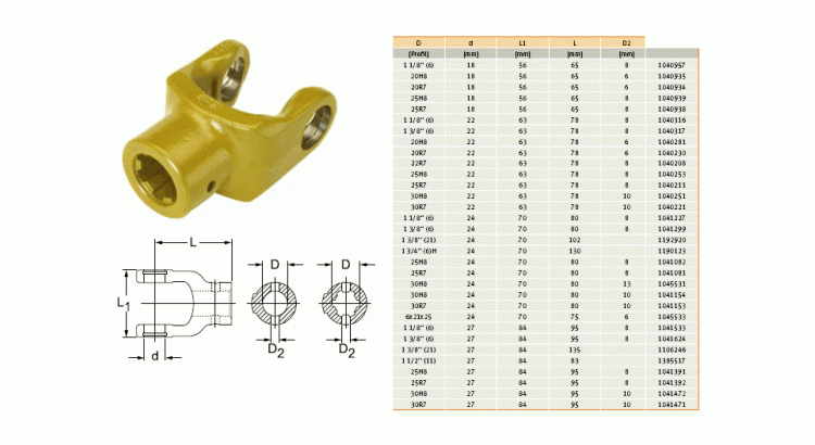 Vidlice NG2200, 1 3/8" Z=21
