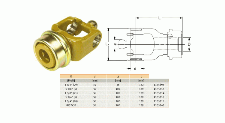 GKN Walterscheid 1136936 / 136936 / 36.84.316M Vidlice ASG P580, 1 3/4" Z=20