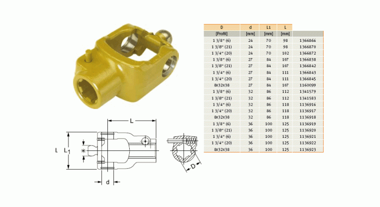 Vidlice AG2580, 1 3/8" Z=21