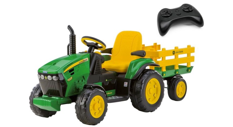 Peg-Pérego IGOR0117Li Traktor elektrický JD s vlekem na dálkové ovládání
