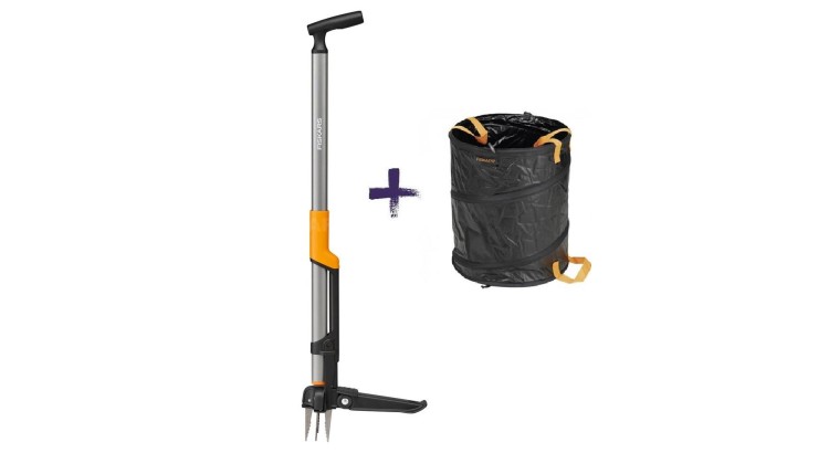 FISKARS 1080409 Vytrhávač plevele Ergonomic s košem