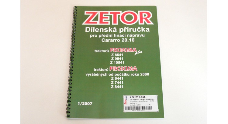 Dílenská příručka náprava Carraro 20.16 - CZ JRL 222212455