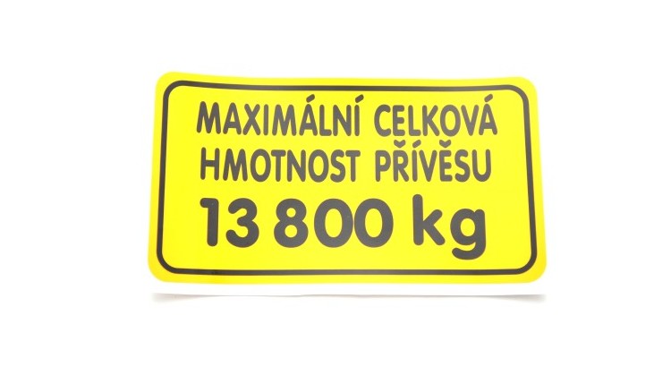 Štítek - hmot. přív.13800 kg FRTP 17802008