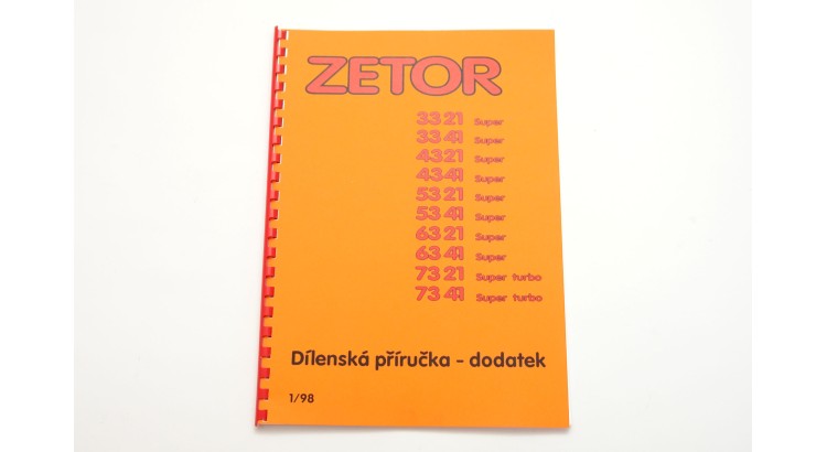 Dílenská příručka  Z 3321- 7341 CZ 1/98 - dodatek k DP 3320-7340 222212319