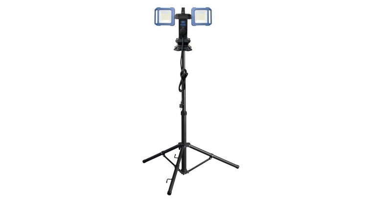 SOLIGHT Duální teleskopický přenosný LED reflektor se zásuvkou, 2x30W
