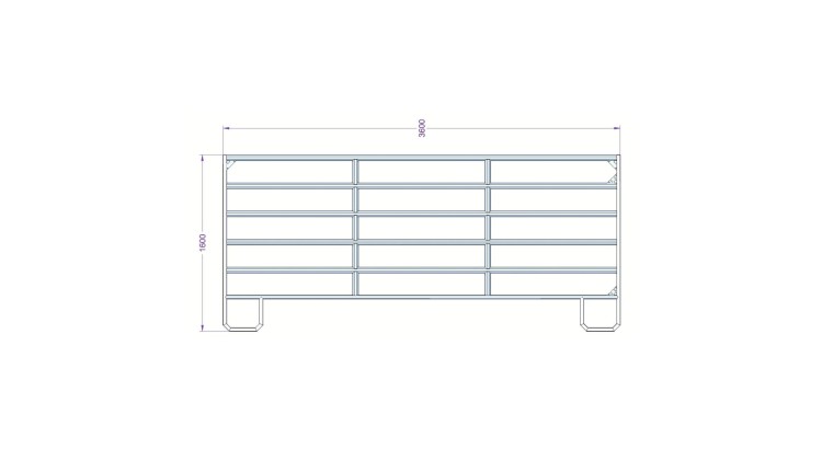 TEXAS Panel ohradní pozink, 6 příček, výška 1,6 m, řetízek, délka 3,6 m