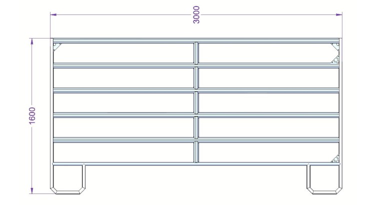 TEXAS Panel ohradní pozink, 6 příček, výška 1,6 m, řetízek, délka 3 m
