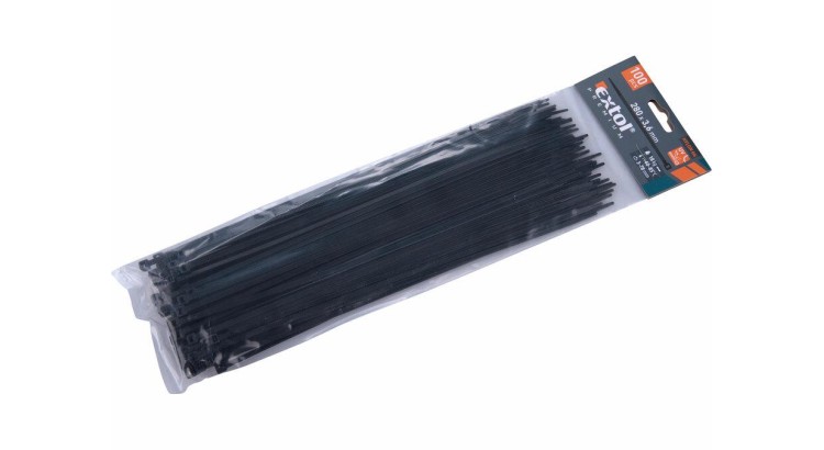 Extol Premium 8856158 Pásky stahovací na kabely černé, 280x3,6mm, 100ks