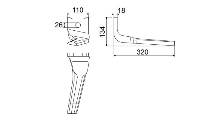 Pöttinger 873.40.225.3 Nůž LION pravý 18x340mm Standard