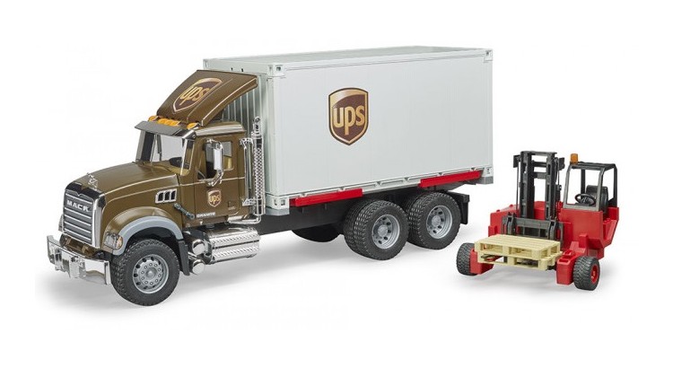 MACK Granite UPS s vysokozdvižným vozíkem Bruder 02828
