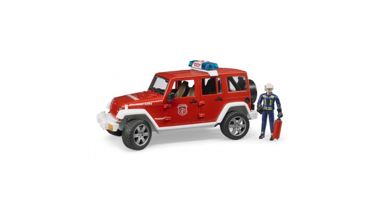 Jeep Wrangler Rubicon požární s figurkou Bruder 02528