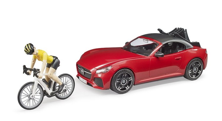 Auto sportovní Roadster s cyklistou Bruder 3485