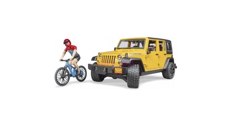 Jeep Wrangler Rubicon s kolem a cyklistou Bruder 02543