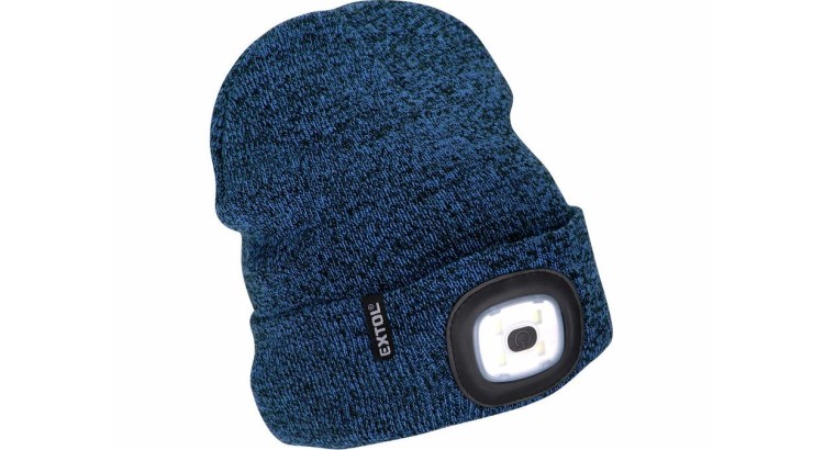 Extol Light 43463 Čepice s čelovkou 4x45lm, USB nabíjení, modrá/černá