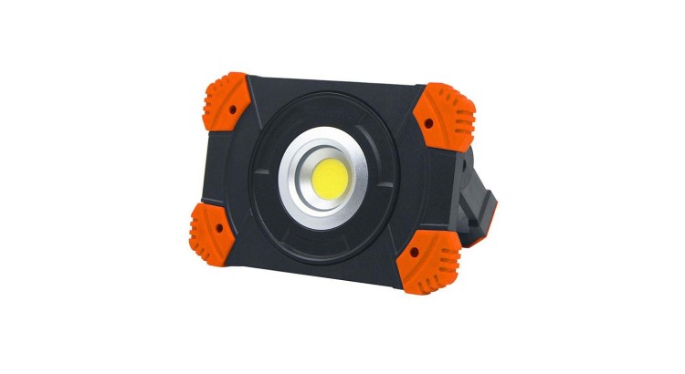 SOLIGHT LED reflektor 10W, přenosný, nabíjecí, 1000lm, oranžovo-černý