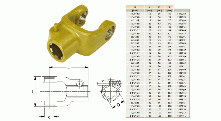 Vidlice AG 2300 1 3/8" Z=21