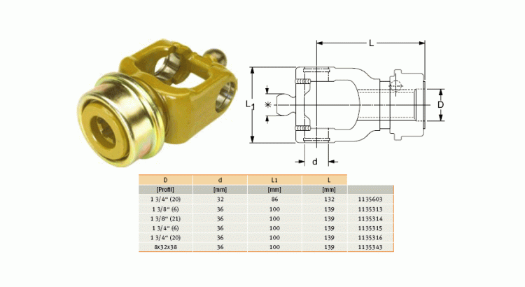 Vidlice ASG2580, 1 3/8" Z=21