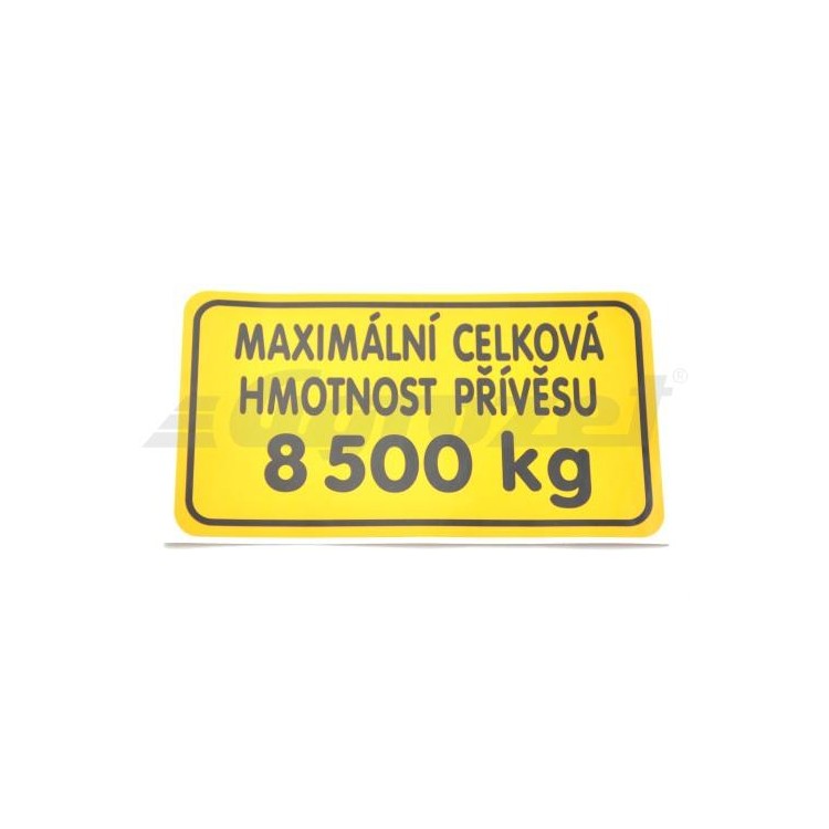 Nápis hmotnost přívěsu 8500 kg (FRT-P) 53802053