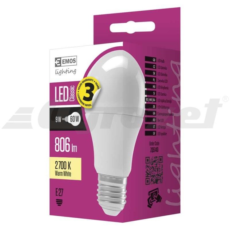 Žárovka Classic LED A60 9W E27 teplá bílá