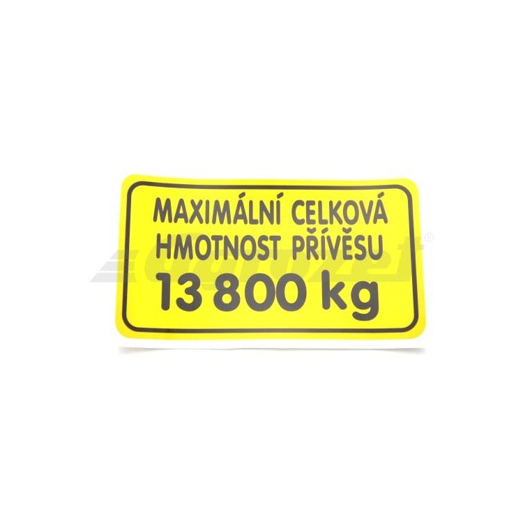 Štítek - hmot. přív.13800 kg (FRTP) 17802008