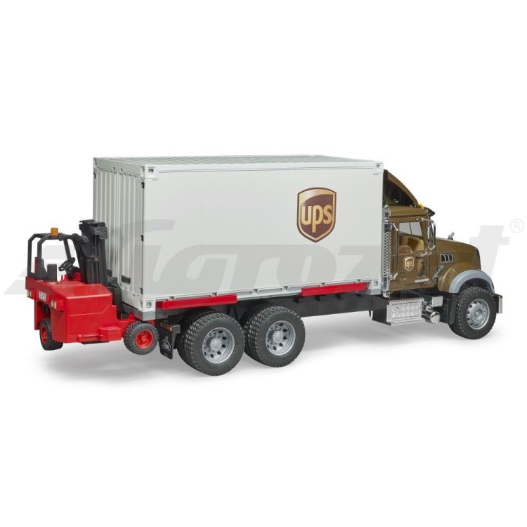 MACK Granite UPS s vysokozdvižným vozíkem Bruder 02828