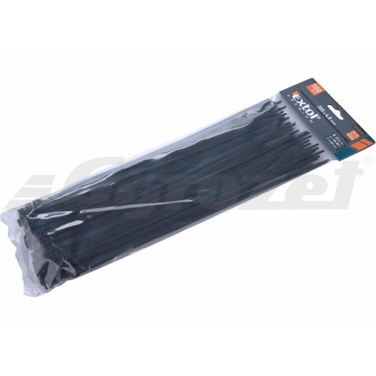 Extol Premium 8856162 Pásky stahovací na kabely černé, 300x4,8mm, 100ks