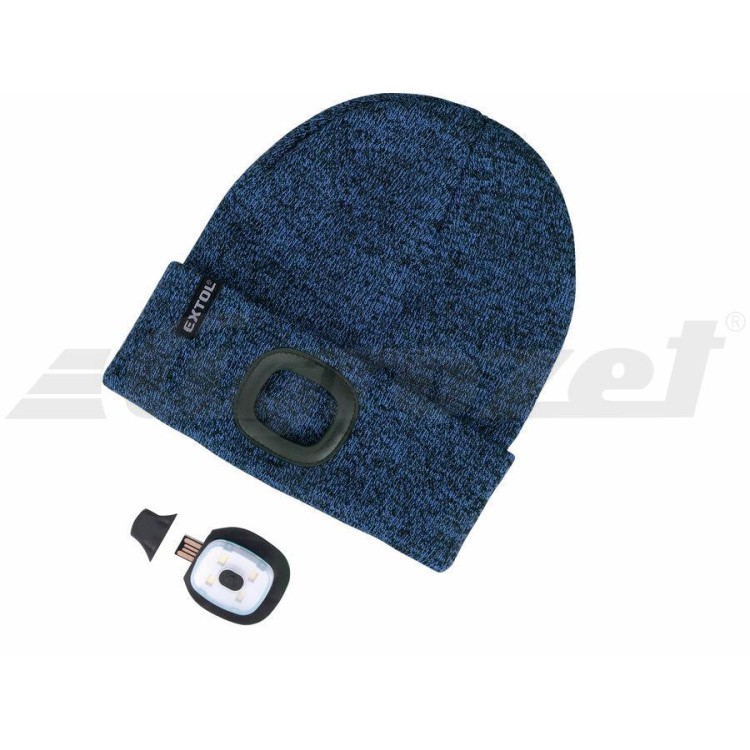 Extol Light 43463 Čepice s čelovkou 4x45lm, USB nabíjení, modrá/černá