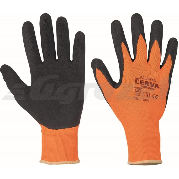 CERVA PALAWAN ORANGE / Povrstvené nylonové rukavice vel. 11