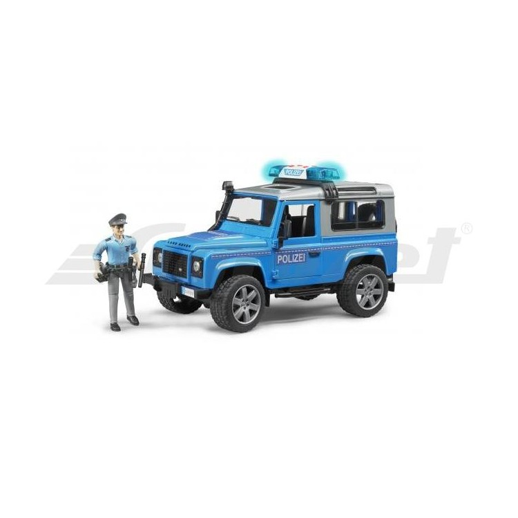 Policejní Land Rover Defender + policista a maják Bruder 02597