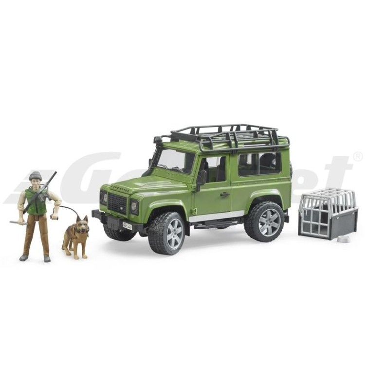 Land Rover Defender, figurka myslivce a Německého ovčáka Bruder 02587