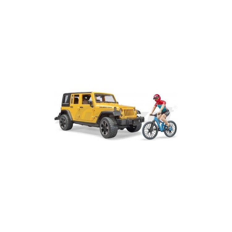 Jeep Wrangler Rubicon s kolem a cyklistou Bruder 02543