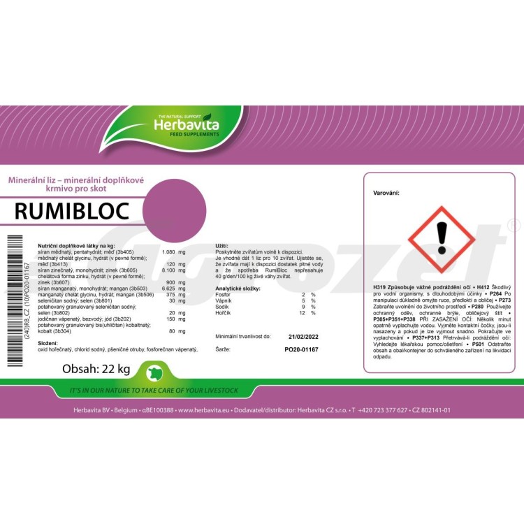 RumiBloc minerální liz s vysokým obsahem hořčíku