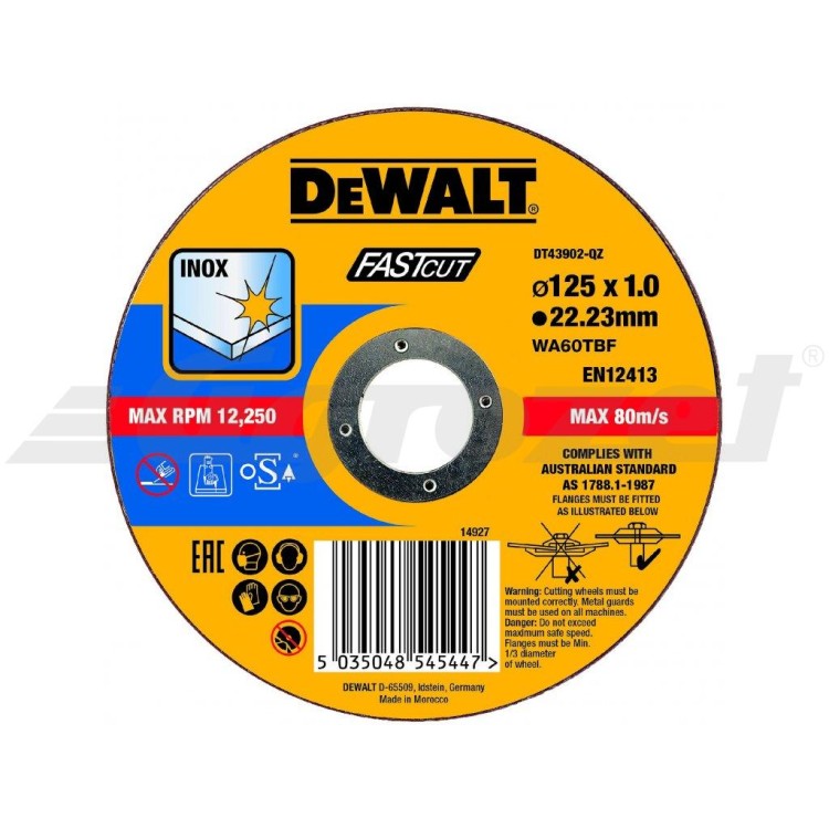 DEWALT DT43902 Řezný kotouč na nerezovou ocel 125X1,0X22,2