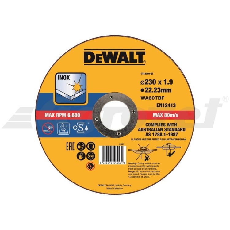 DEWALT DT43909 Řezný kotouč na nerezovou ocel 230X1,9X22,2