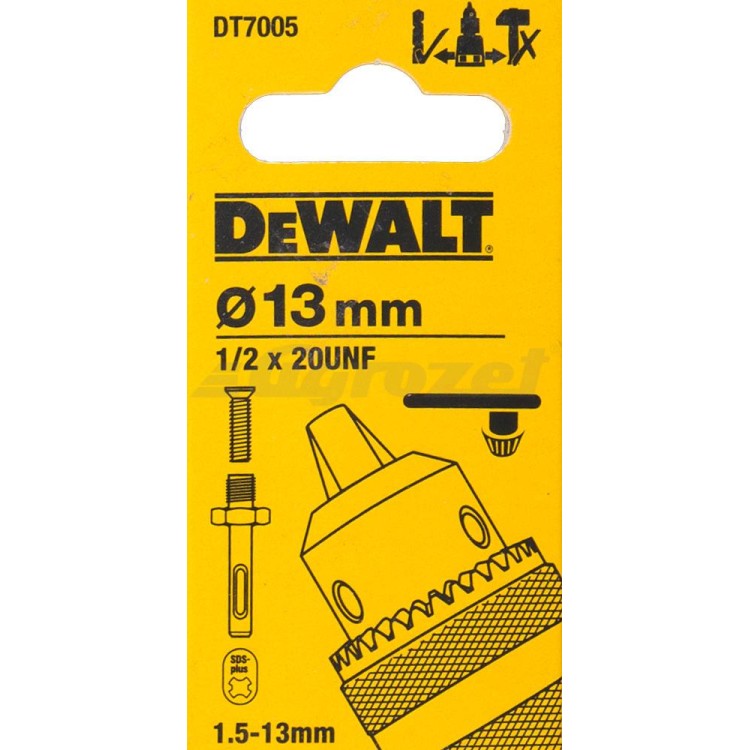 DEWALT DT7005 Sklíčidlo zubové 1-13mm 1/2"-20UNF + adaptér SDS+
