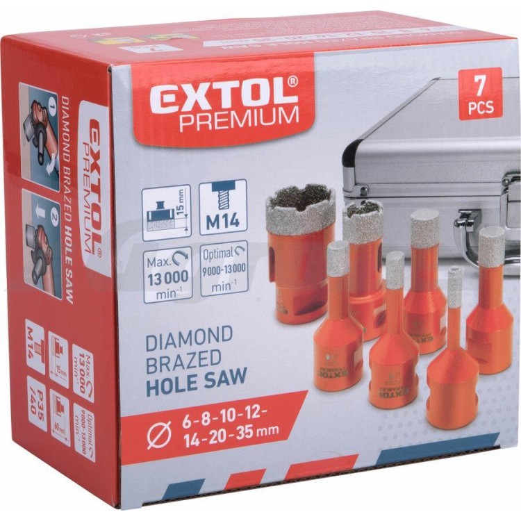 EXTOL 8802991 Sada 7ks vykružovacích diamantových korunek