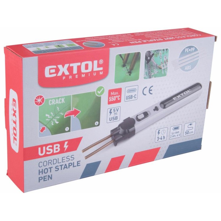 EXTOL 8891505 Svářečka sponkovací na plasty aku, USB nabíjení