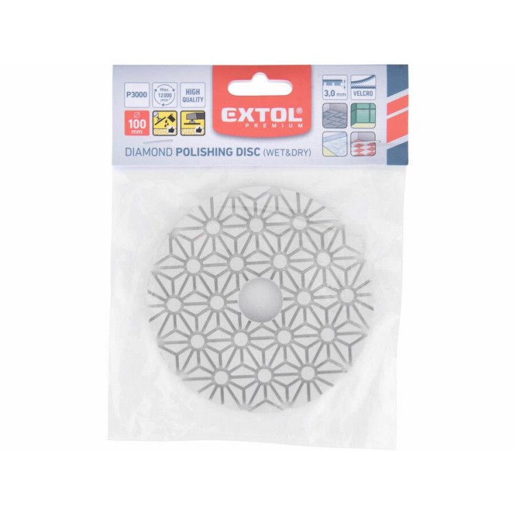EXTOL 8803099 Kotouč diamantový leštící na obklady, O100mm, P3000, suchý zip