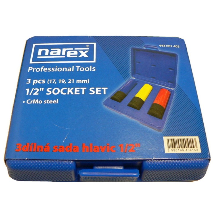 Narex 443001405 Sada hlavic 1/2" CrMo na kola 17,19,21mm