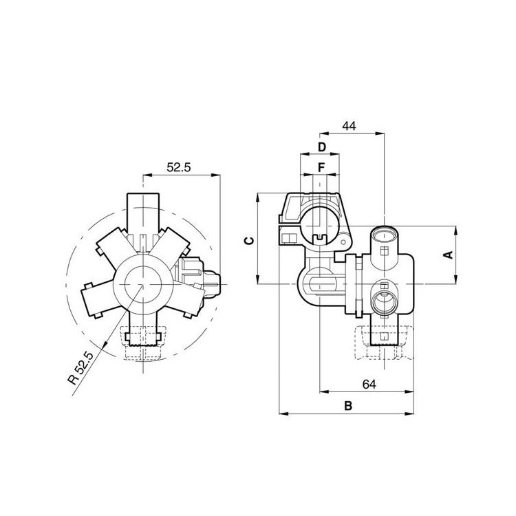 Držák trysek trojitý pro turbku 1/2"