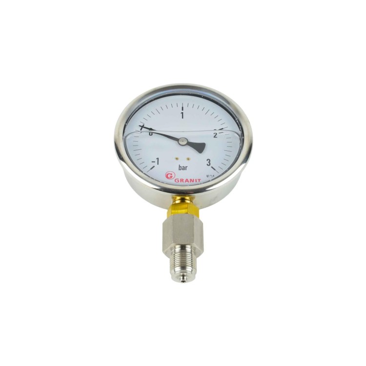 00380256 Manovakuometr pr.100 -1/+3 bar, kovový s glycerínem závit G 1/2"