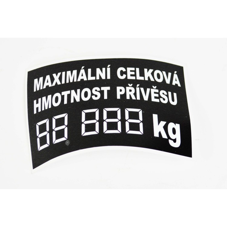Štítek maximální povolená hmotnost dig. 130x85 mm