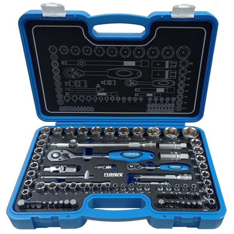 Narex 443000948 Sada hlavic 1/4"&1/2" 83dílná